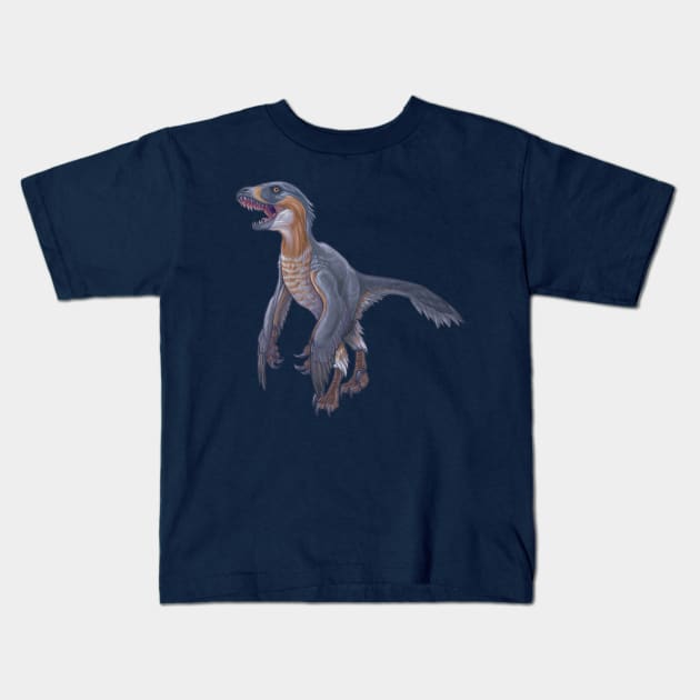 Deinonychus antirrhopus Kids T-Shirt by CoffeeBlack